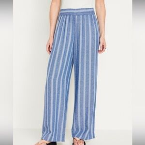Striped Blue Women's Wide-Leg Pants